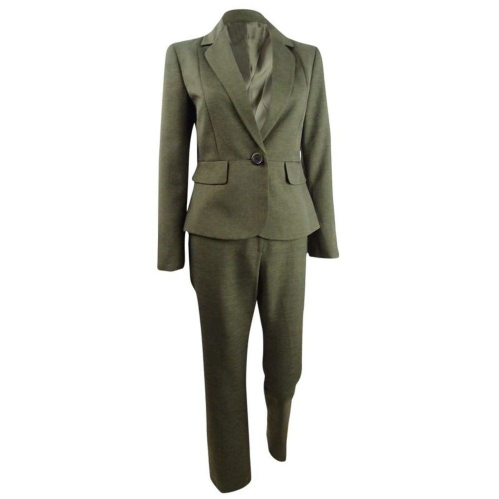 Le Suit Women's Petite One-Button Pant Suit (2P, Loden)